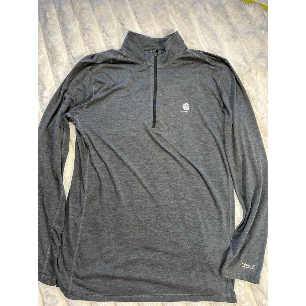 Carhartt Force Extremes Mens Quarter Zip Pullover Gray Long Sleeve Shirt Medium